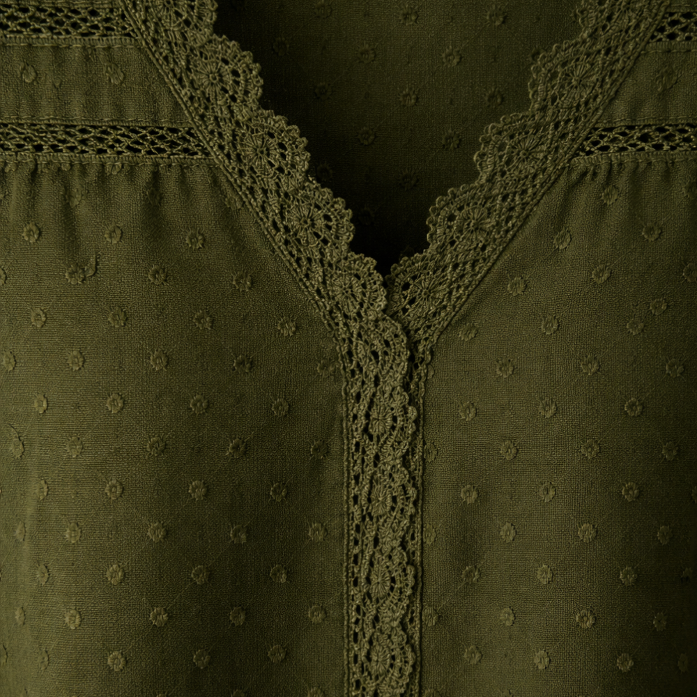 Women's summer lace trim v-neck blouse Fashion Grand