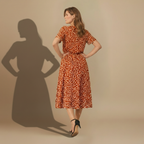 Women’s short sleeve belted midi summer dress Fashion Grand