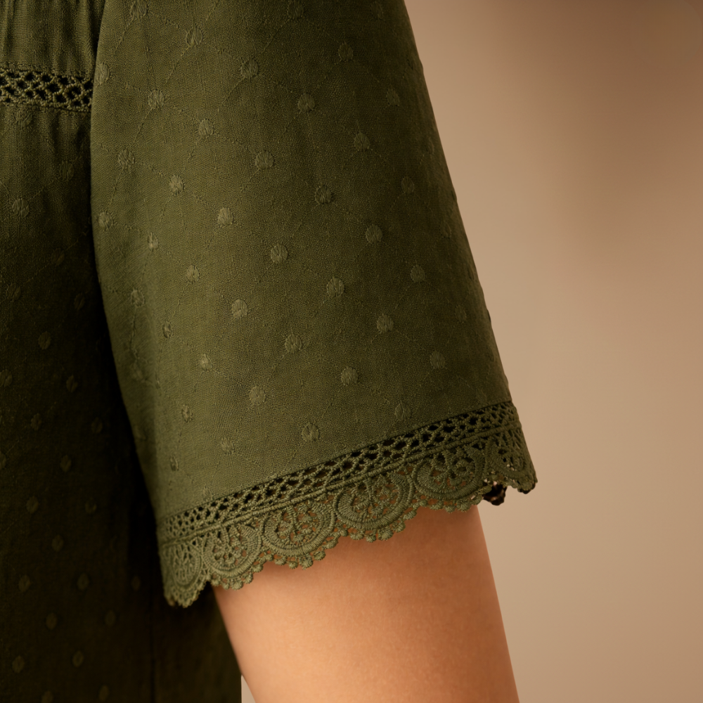 Women's summer lace trim v-neck blouse Fashion Grand