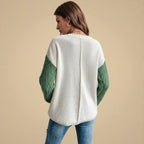 Cute Patchwork Cable Knit Casual Sweater for Women Fashion Grand