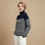 Stylish High Neck Colour Block Warm Jumper Fashion Grand