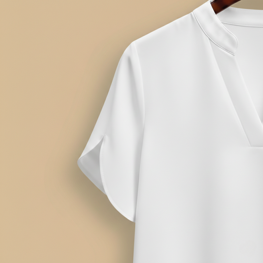 Women's v-neck short sleeve stand-up collar blouse Fashion Grand