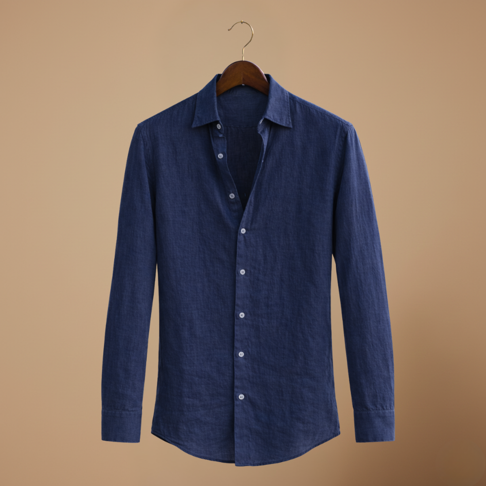 Men's modern long sleeve shirt with tailored slim fit cut Fashion Grand