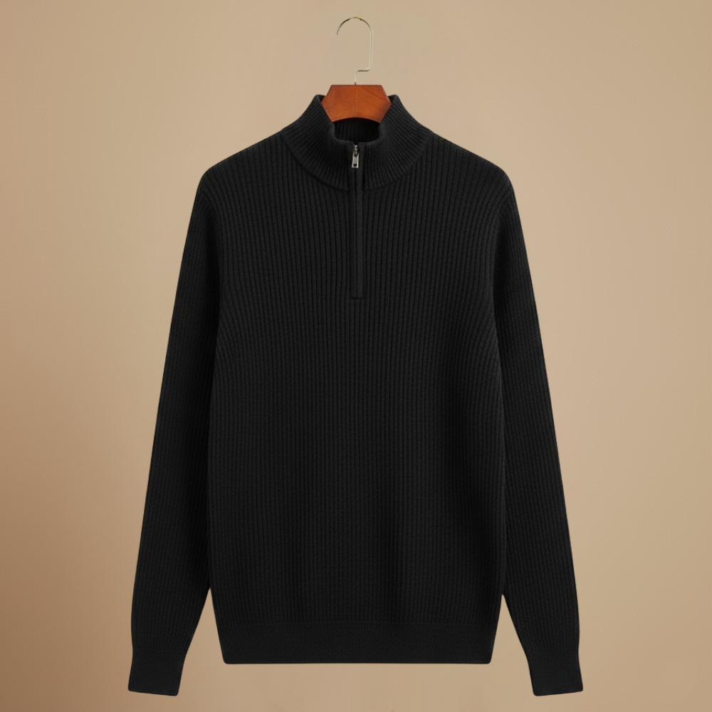 Men's zip collar knit long sleeve sweater Fashion Grand