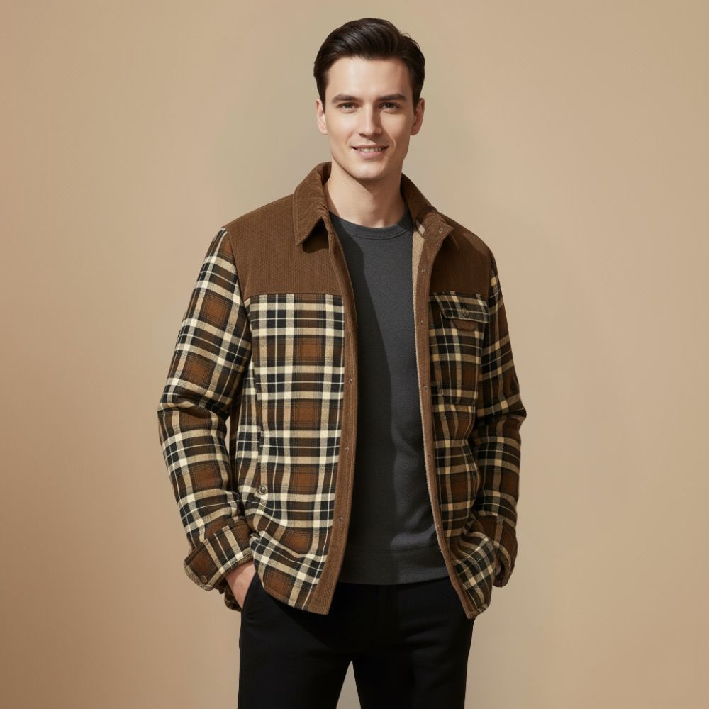 Plaid Flannel Hooded Winter Jacket for Men Fashion Grand
