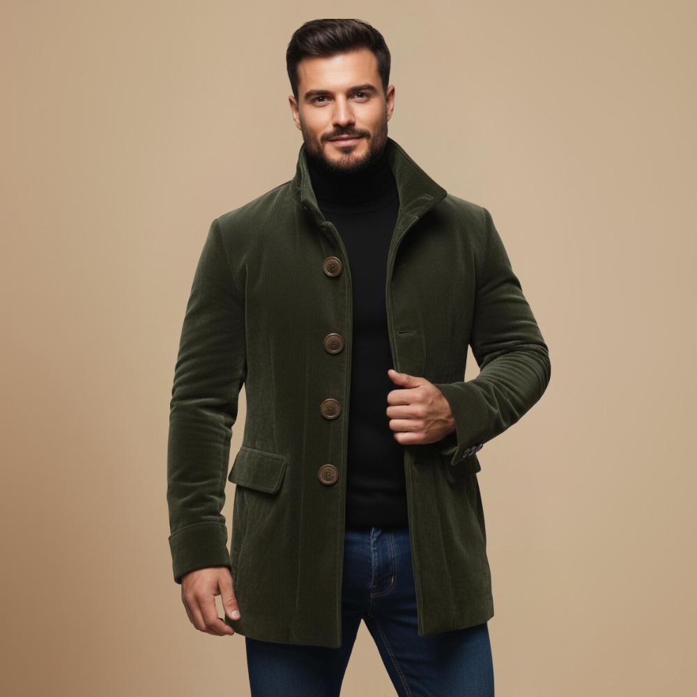 Vintage Corduroy Britse Zakelijke Trenchcoat Fashion Grand