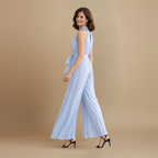 Women’s pleated high neck jumpsuit with belt and flowing fit Fashion Grand