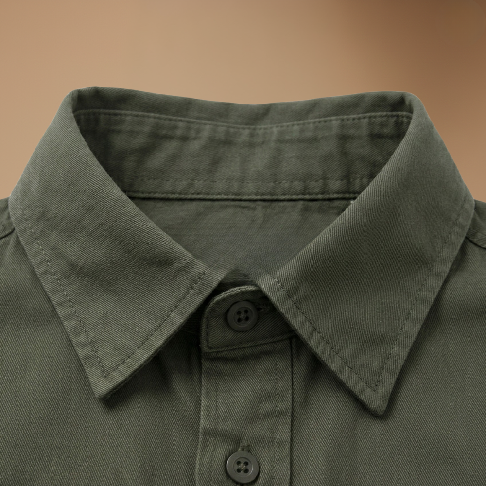 Men's casual long sleeve shirt with dual chest pockets Fashion Grand