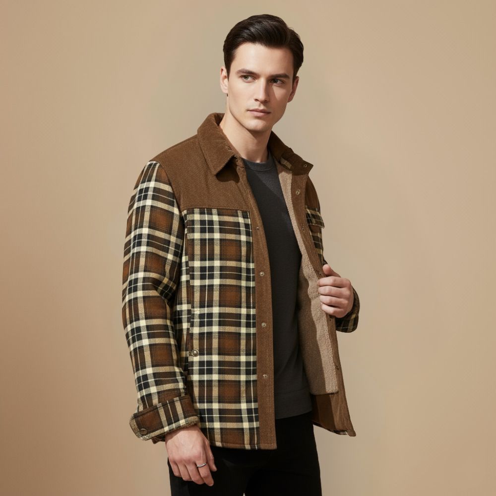 Plaid Flannel Hooded Winter Jacket for Men Fashion Grand