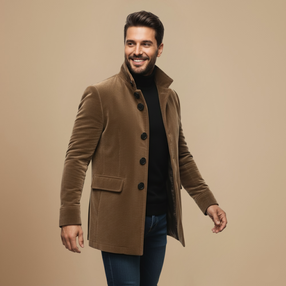 Vintage Corduroy Britse Zakelijke Trenchcoat Fashion Grand