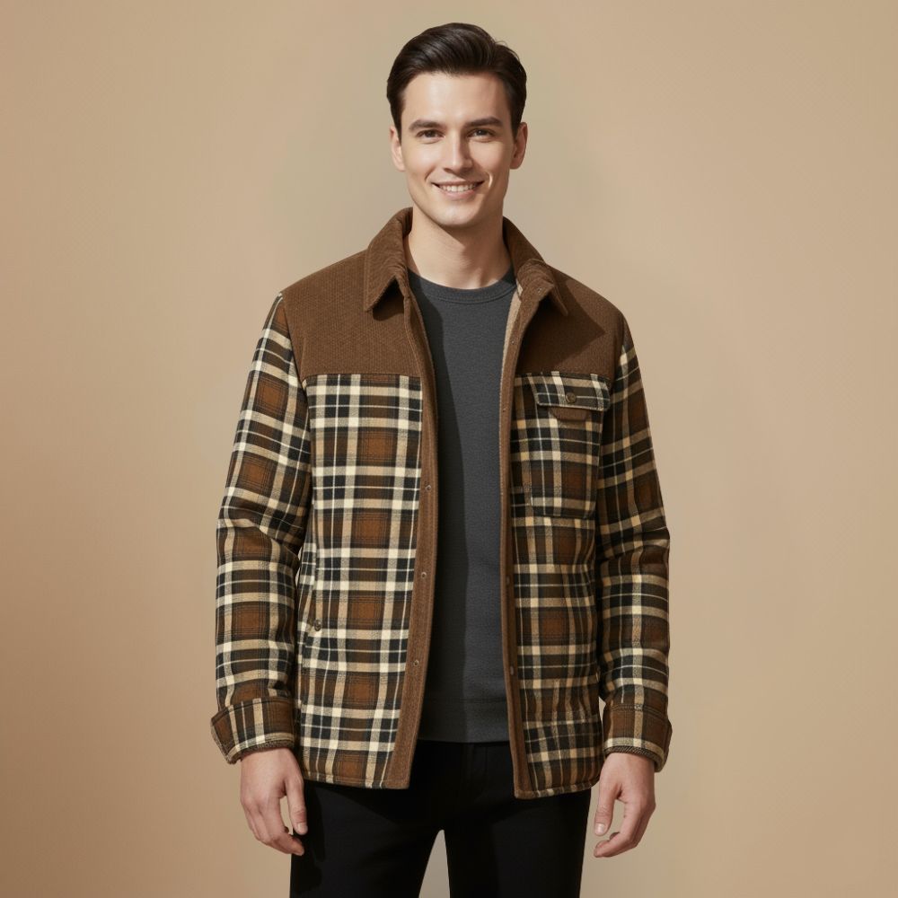 Plaid Flannel Hooded Winter Jacket for Men Fashion Grand