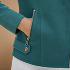 Women’s slim fit asymmetrical zip-up biker jacket Fashion Grand