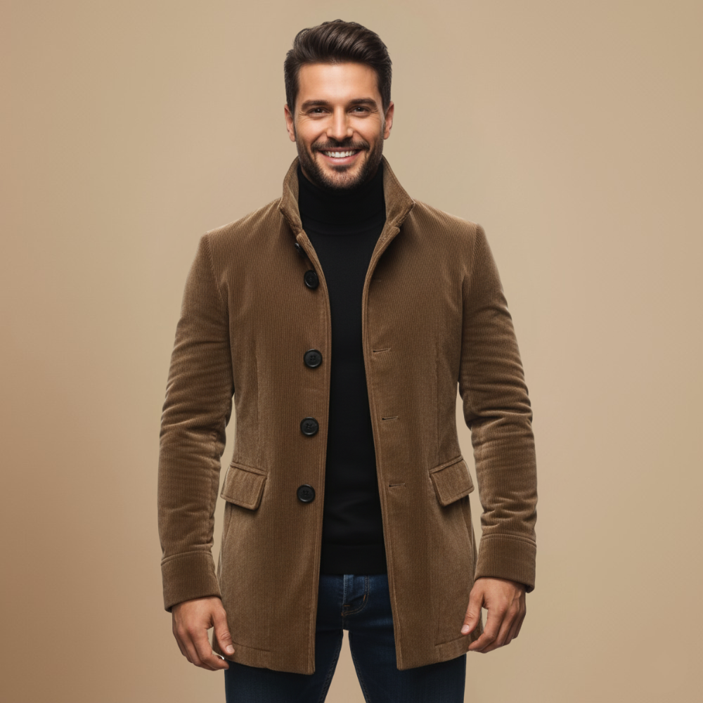 Vintage Corduroy Britse Zakelijke Trenchcoat Fashion Grand