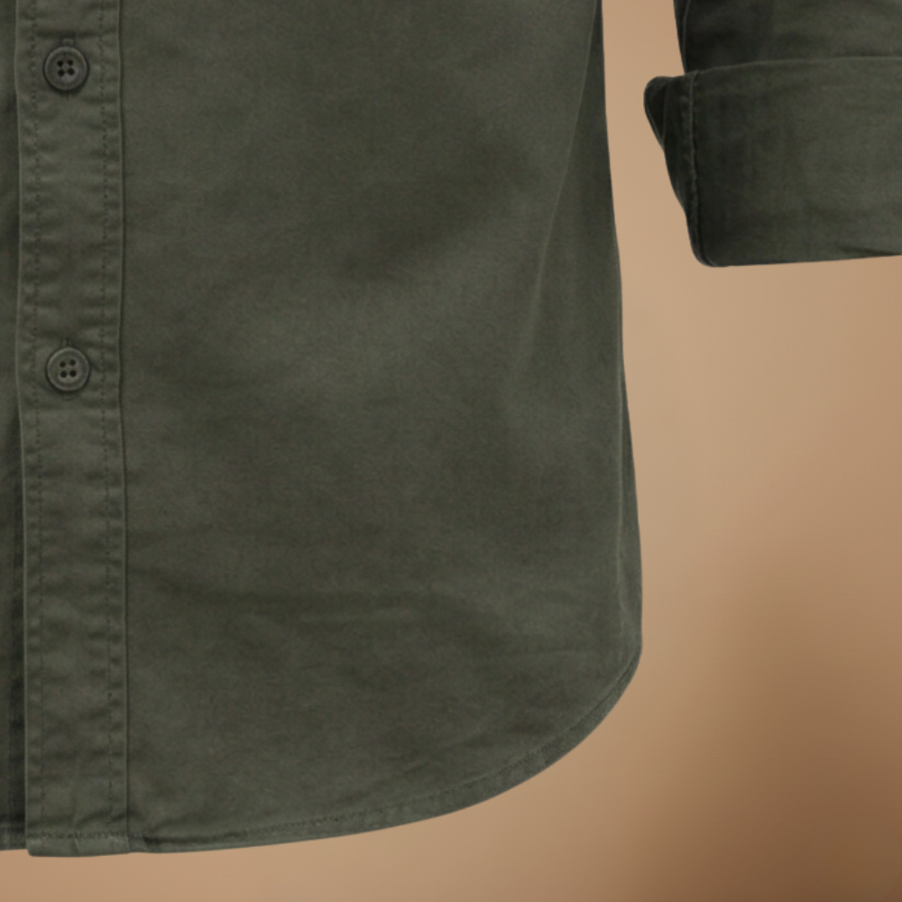Men's casual long sleeve shirt with dual chest pockets Fashion Grand