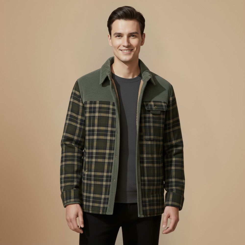 Plaid Flannel Hooded Winter Jacket for Men Fashion Grand