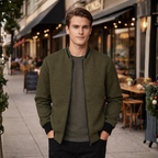 Men's Waffle Knit Full Zip Bomber Jacket Fashion Grand