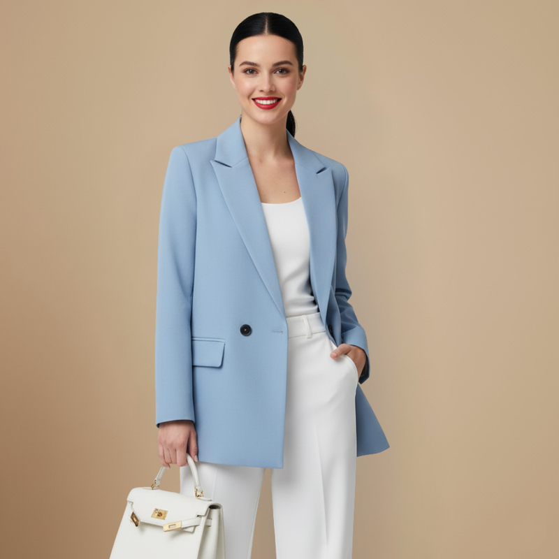 Women's Light Coloured Vintage Notched Lapel Blazer Fashion Grand