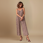 Women’s casual chic leopard print wide leg jumpsuit Fashion Grand