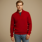 Men's casual zip turtleneck knitted pullover jumper Fashion Grand