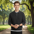 Men's polo collar knitted long sleeve pullover sweater Fashion Grand