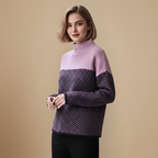 Stylish High Neck Colour Block Warm Jumper Fashion Grand