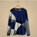 Women's loose sweater geometric patchwork design Fashion Grand