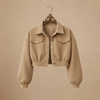 Vintage Corduroy Cropped Jacket for Women Fashion Grand