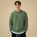 Solid Colour Crew Neck Minimalist Sweater Fashion Grand