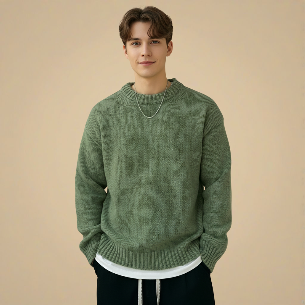 Solid Colour Crew Neck Minimalist Sweater Fashion Grand