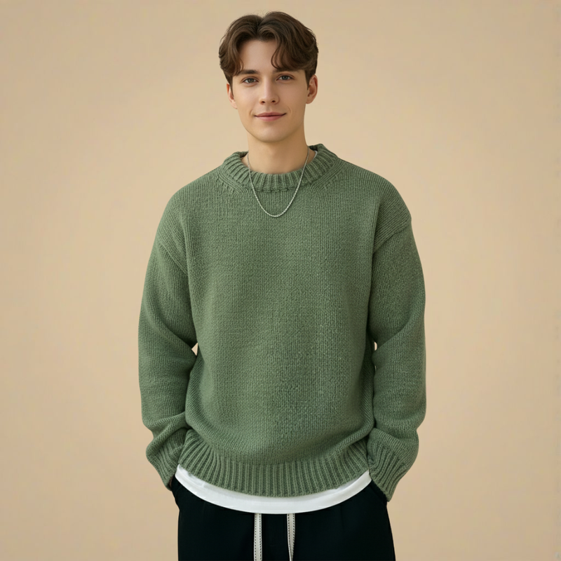 Solid Colour Crew Neck Minimalist Sweater Fashion Grand