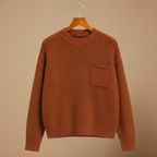 Crew Neck Knitted Sweater with Chest Pocket for Women Fashion Grand