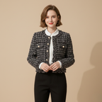 Women’s elegant tweed long sleeve coat