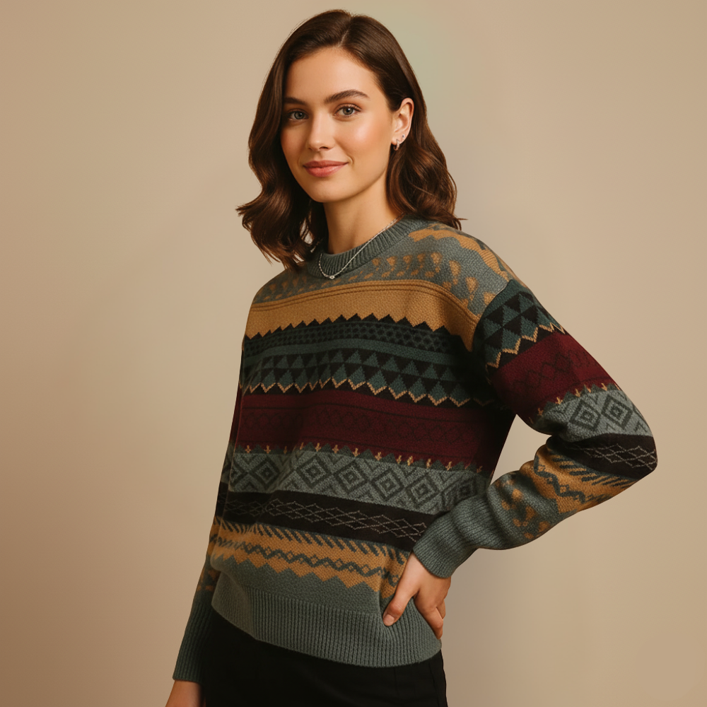 Women's Fair Isle Pattern Knit Pullover Fashion Grand