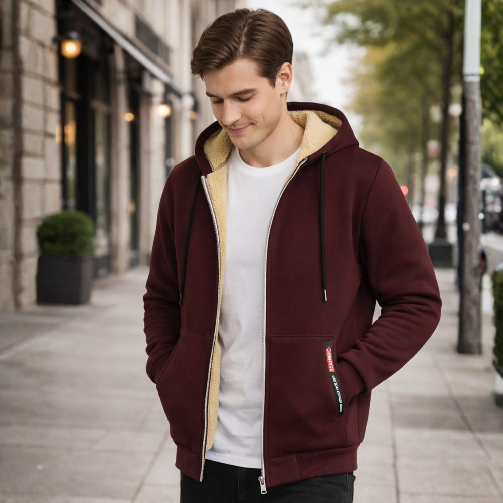 Casual Thick Fleece Lined Hoodie Jacket Fashion Grand