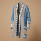 Women's open-front mid-length patterned cardigan Fashion Grand