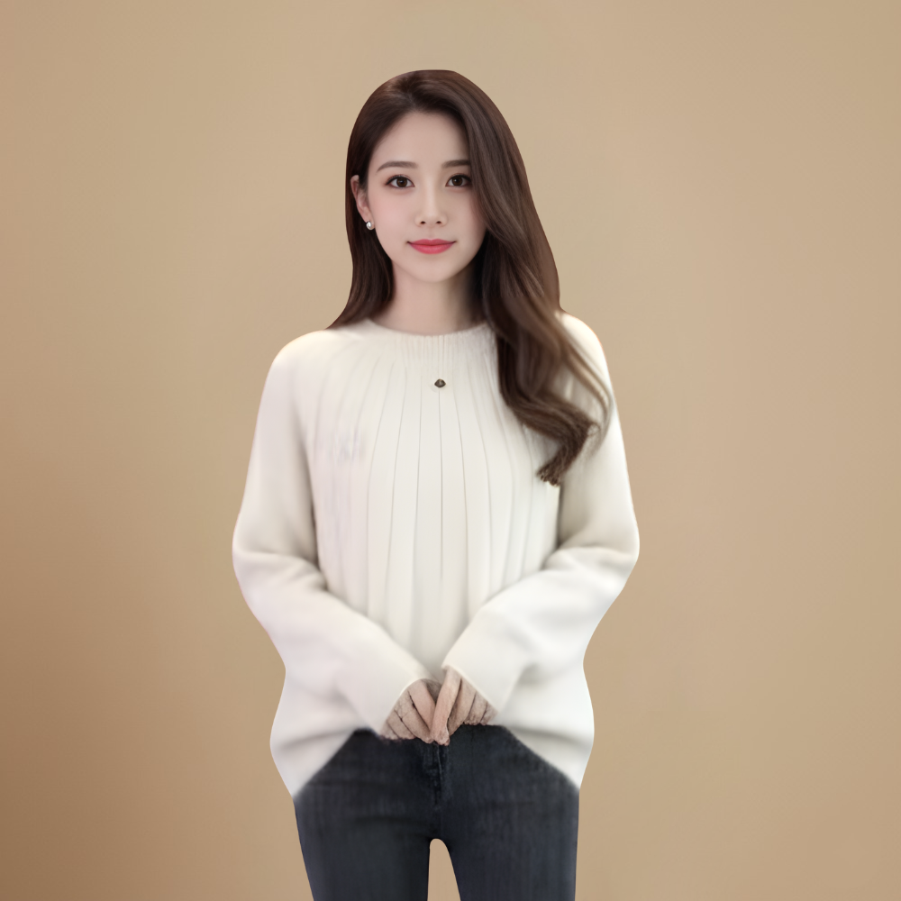 Loose Fit Round Neck Pullover Sweater for Women Fashion Grand