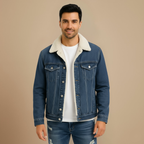Men's Fleece Lined Warm Denim Trucker Jacket Fashion Grand