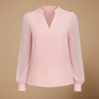 Women's v-neck long sleeve detail blouse Fashion Grand