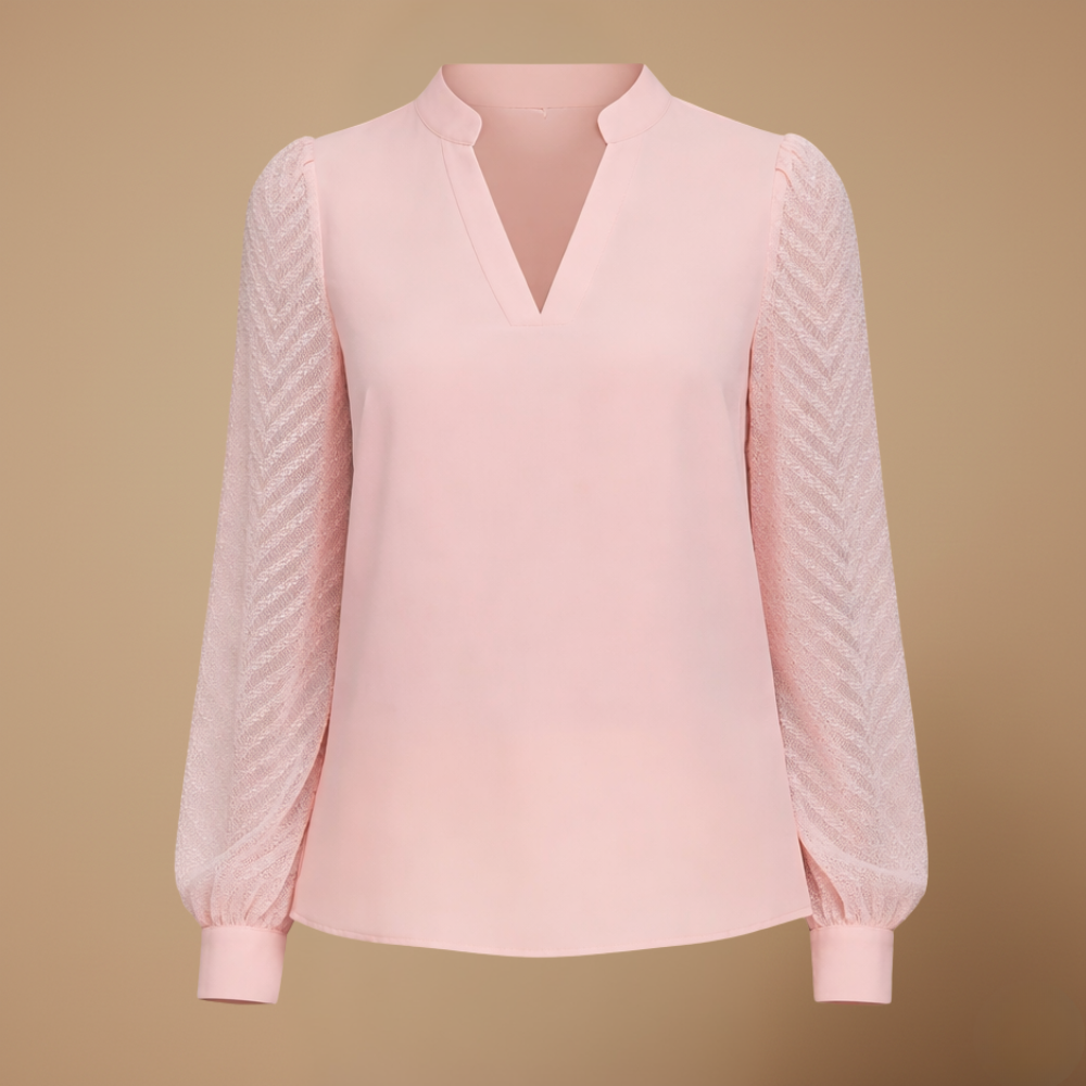 Women's v-neck long sleeve detail blouse Fashion Grand