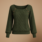 Women’s square collar buttoned long sleeve pullover jumper Fashion Grand
