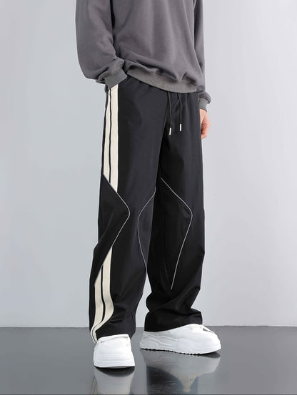 Men's Reflective Stripe Wide-Leg Casual Pants Fashion Grand