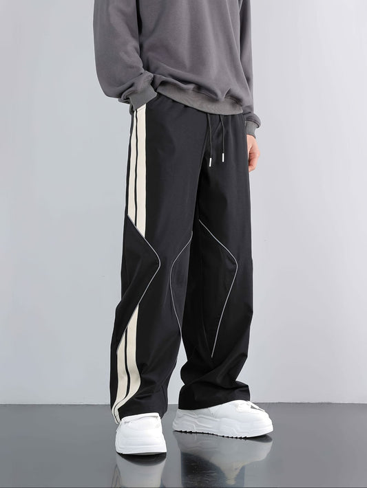 Men's Reflective Stripe Wide-Leg Casual Pants Fashion Grand