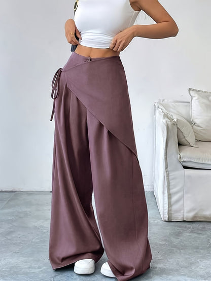 Women's Straight-Leg Drawstring Casual Trousers Fashion Grand