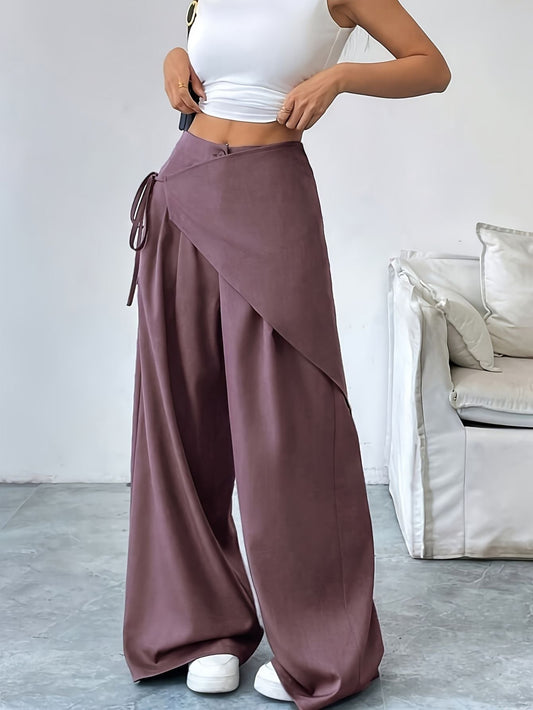 Women's Straight-Leg Drawstring Casual Trousers Fashion Grand