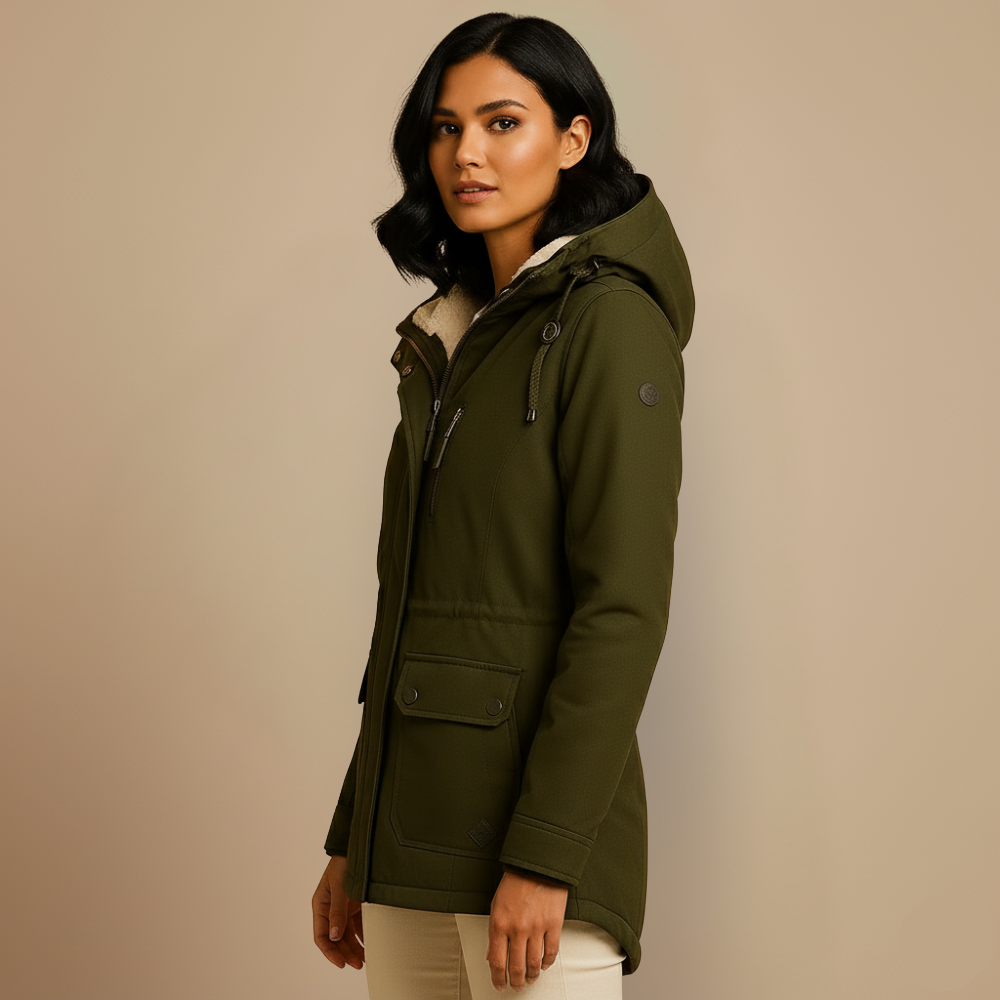 Warm women's parka with hood and fleece lining Fashion Grand