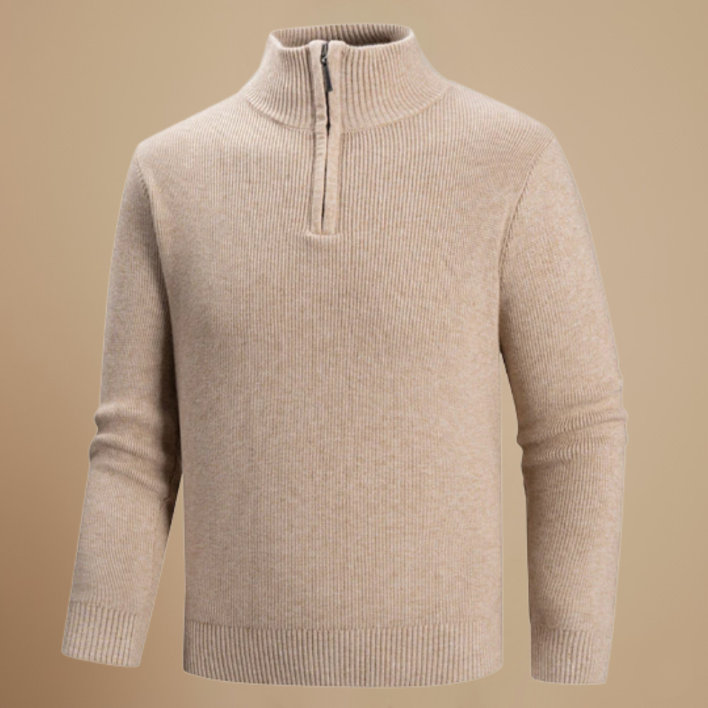 Men's zip collar knit long sleeve sweater Fashion Grand