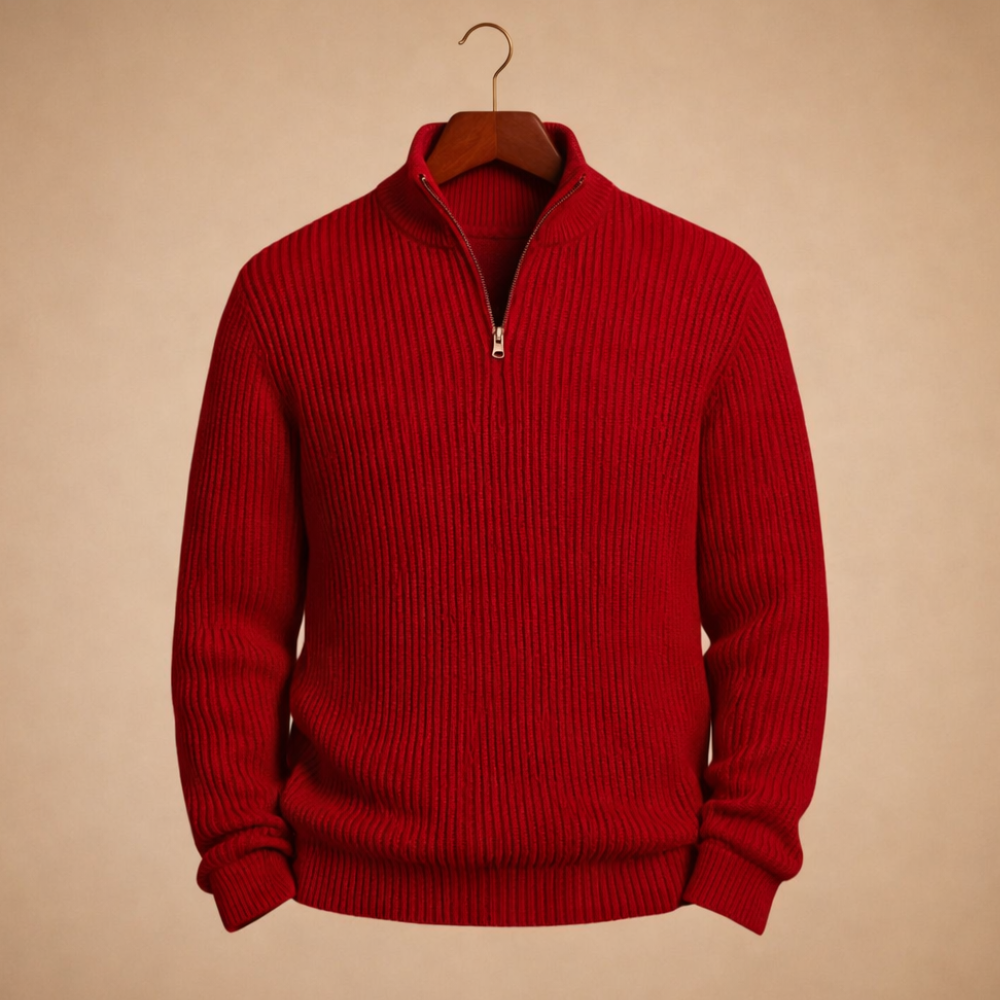 Men's casual zip turtleneck knitted pullover jumper Fashion Grand
