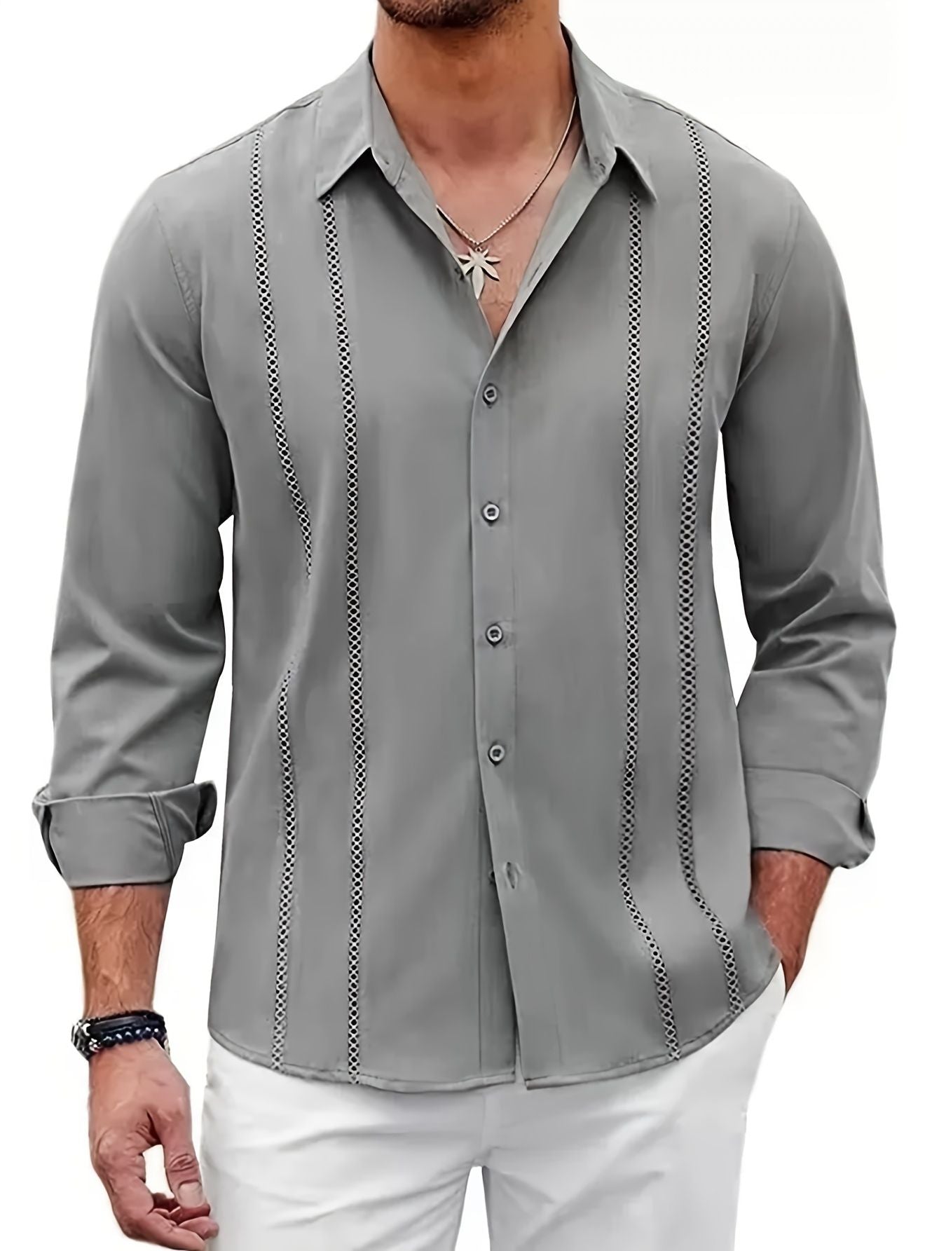 Men's Embroidered Long Sleeve Blouse Fashion Grand
