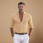 Men's modern long sleeve shirt with tailored slim fit cut Fashion Grand
