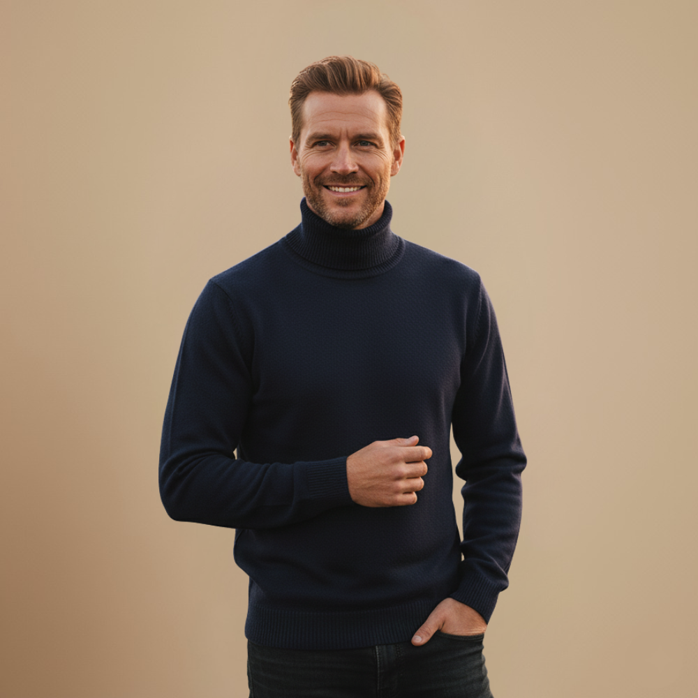 Heavyweight Solid Turtleneck Knit Pullover Sweater Fashion Grand